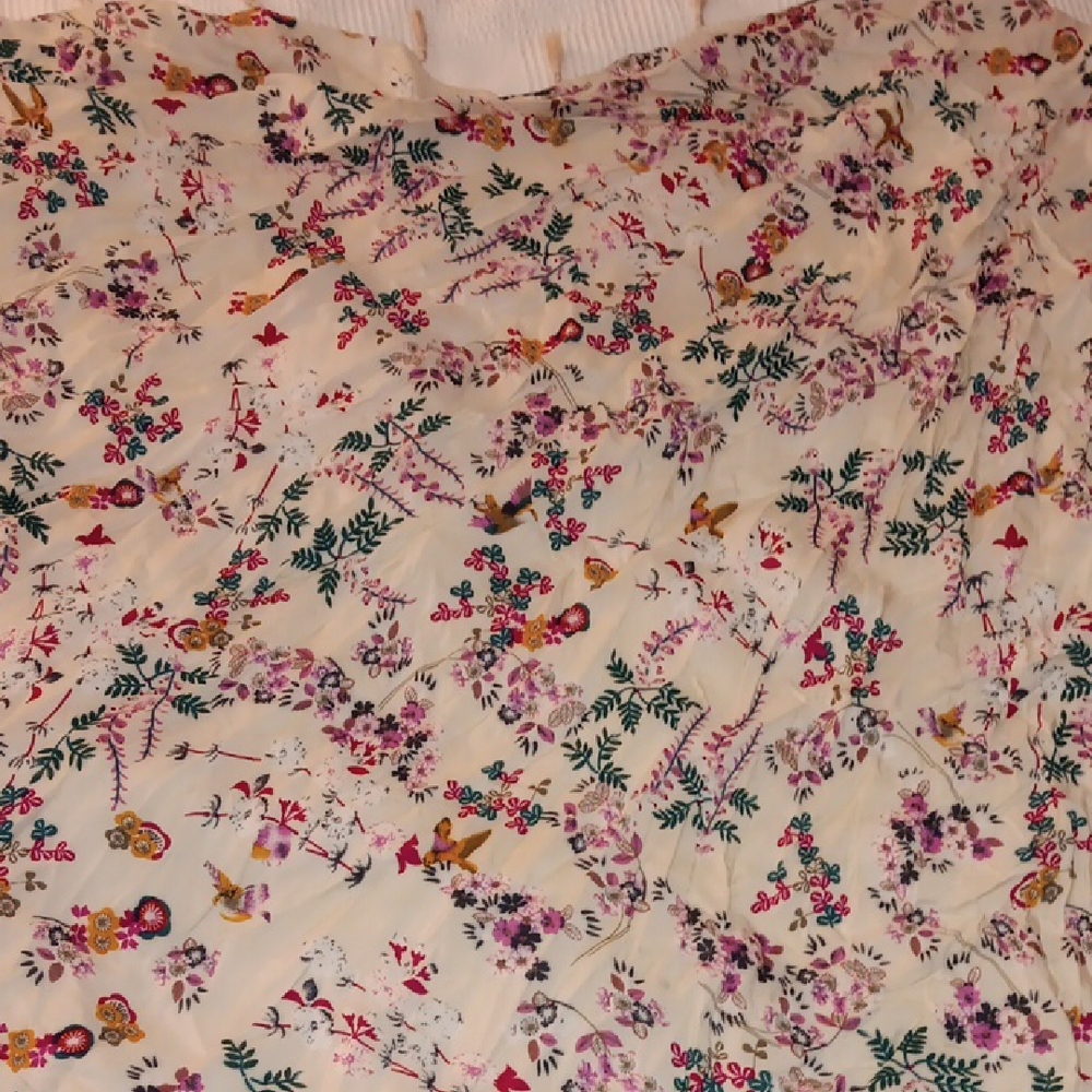 Pink and Green Floral Scarf with Intricate Design